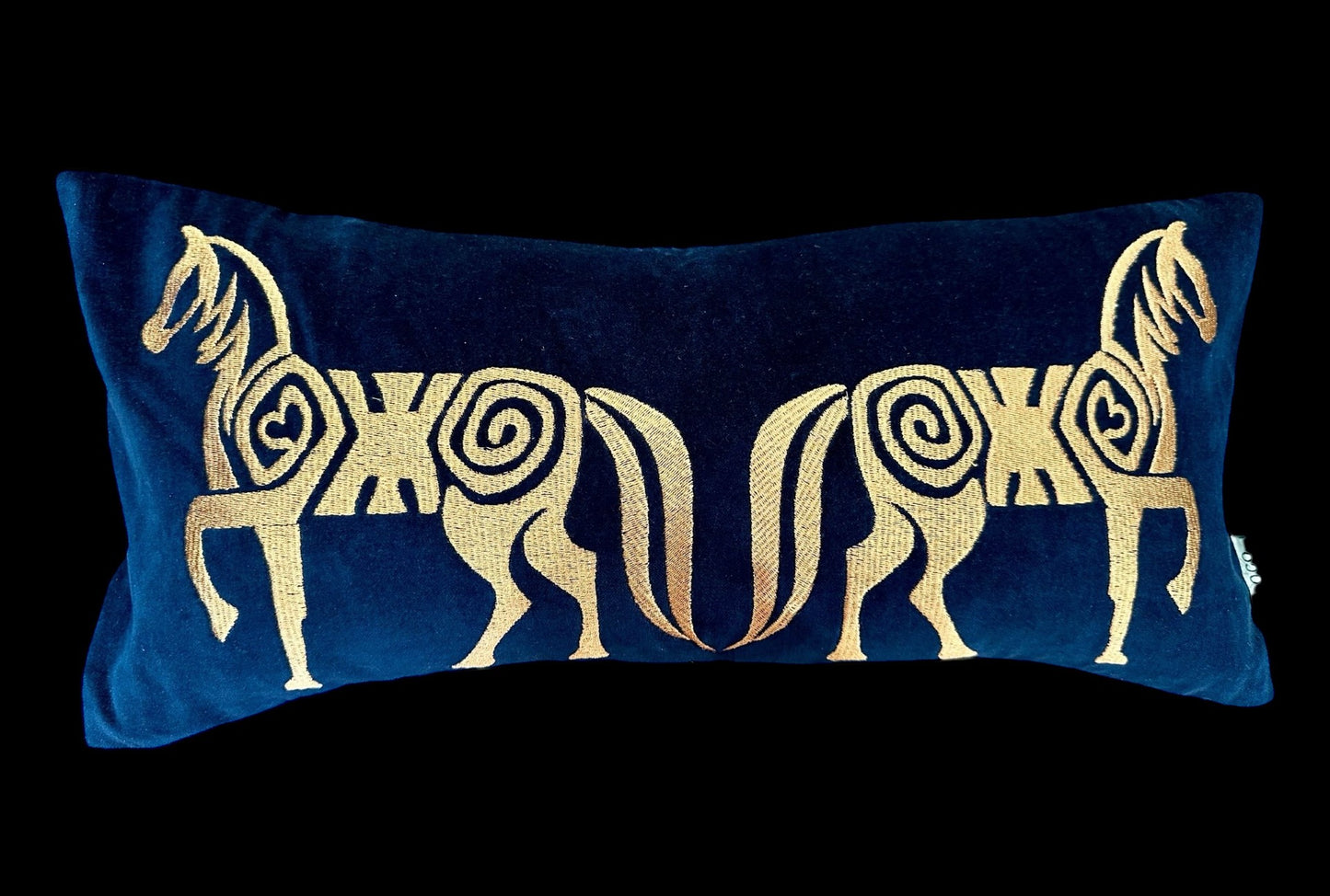 Golden Equine and Velvet Pillow