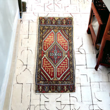 Load image into Gallery viewer, Crimson and Azure Vintage Turkish Rug
