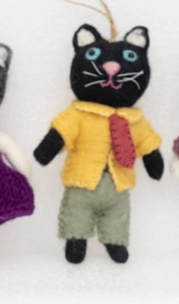 Dapper Cat Felt Ornaments