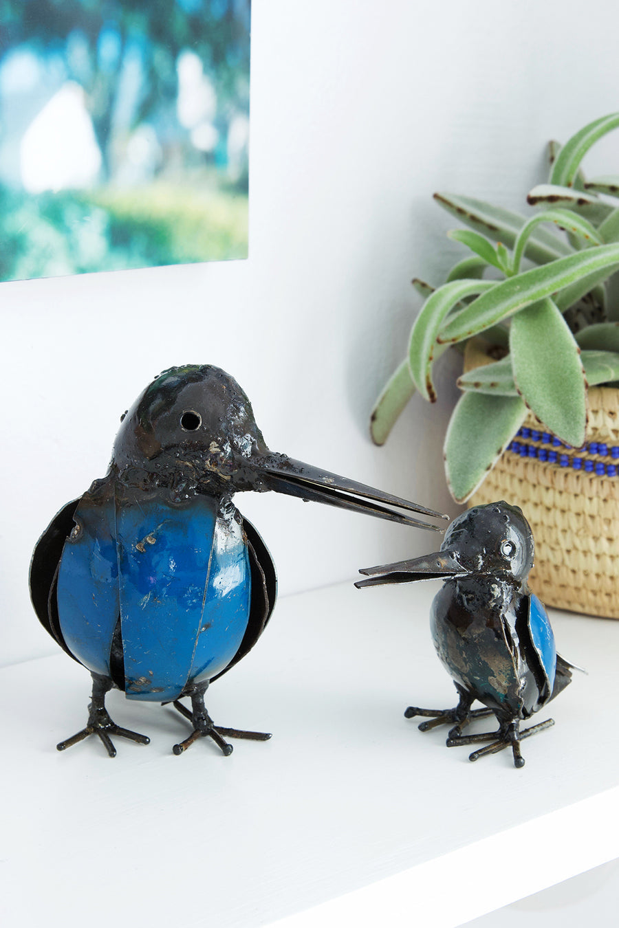 Recycled Metal Malachite Kingfisher Bird