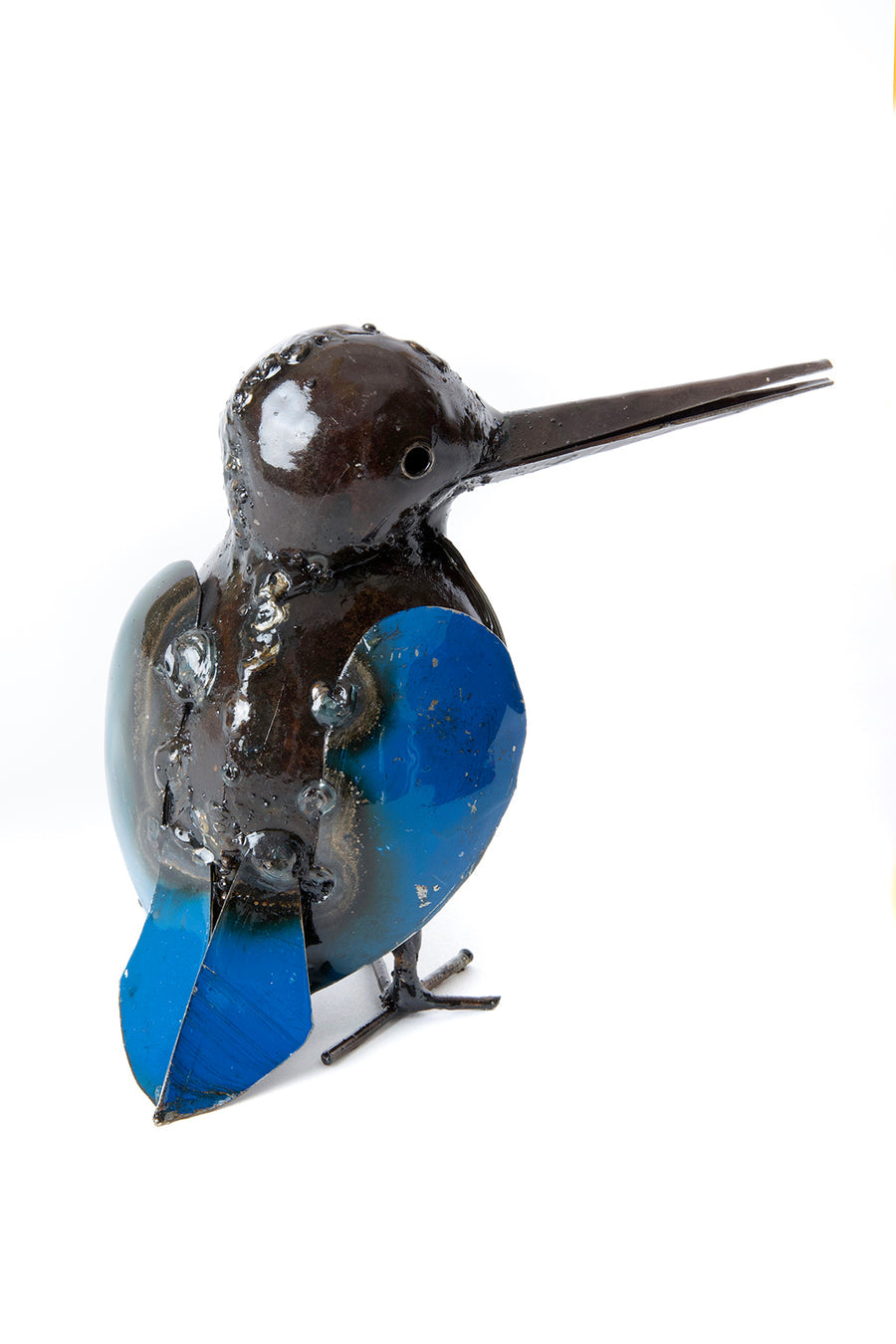 Recycled Metal Malachite Kingfisher Bird