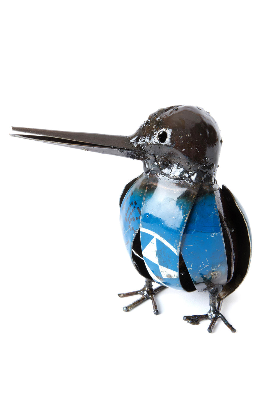 Recycled Metal Malachite Kingfisher Bird