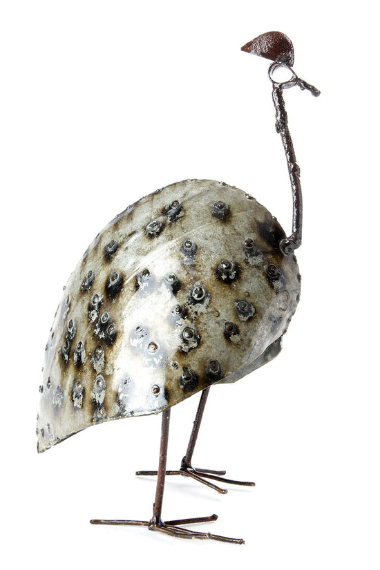 Recycled Metal Guinea Fowl Bird from Zimbabwe