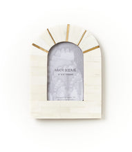 Load image into Gallery viewer, mukhendu carved bone picture frame with brass accents
