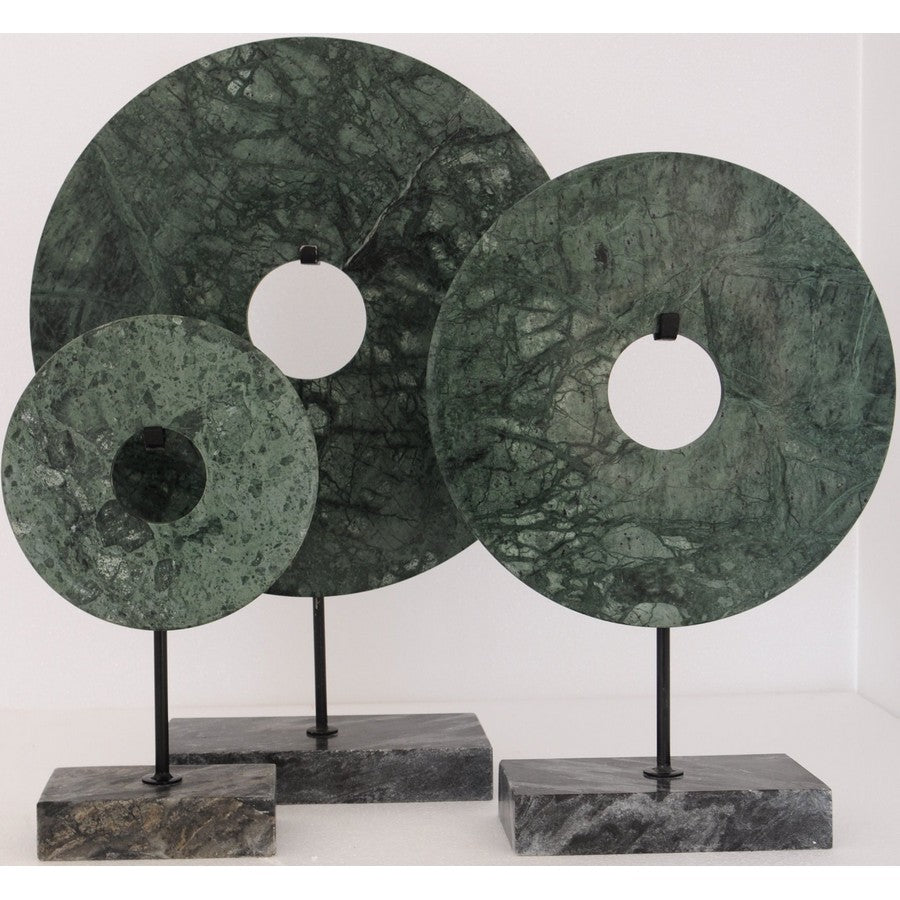 Medium Marble Green Disk on Stand
