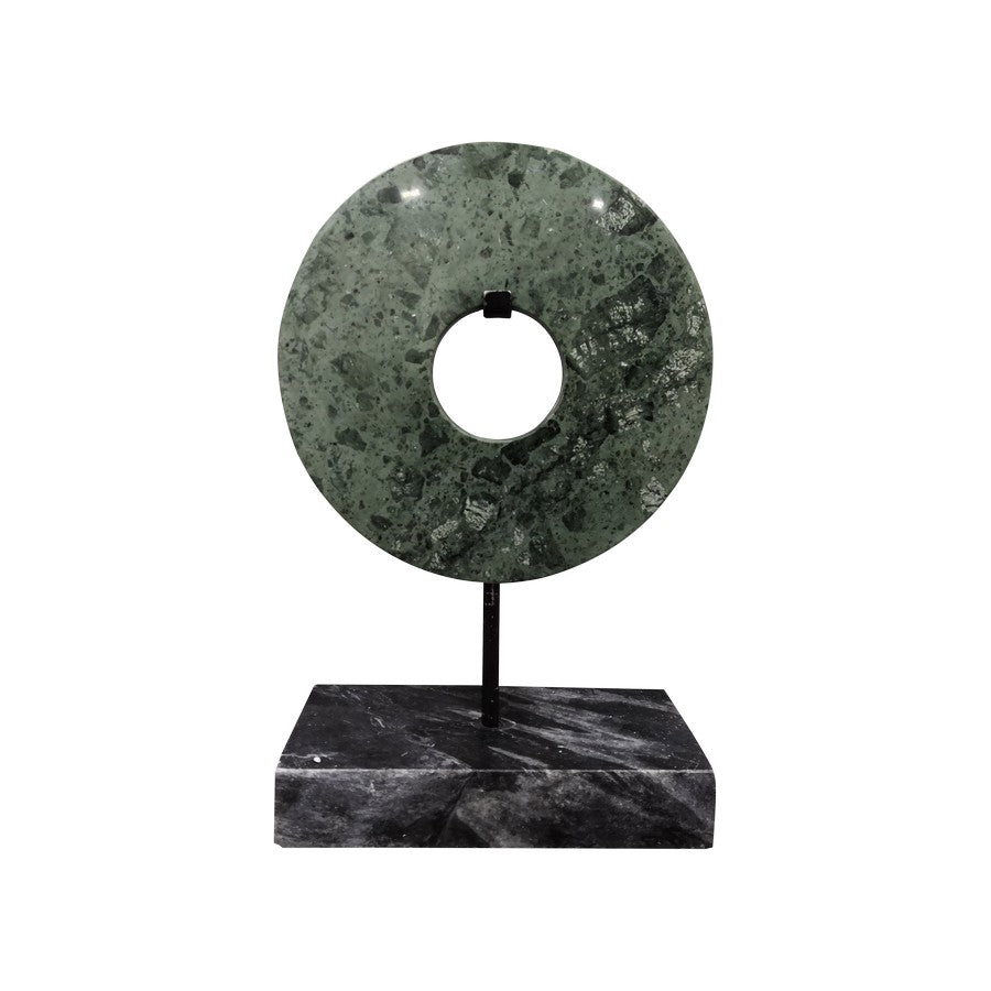 Small Marble Green Disk on Stand