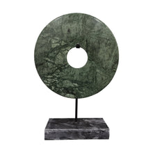 Load image into Gallery viewer, Medium Marble Green Disk on Stand

