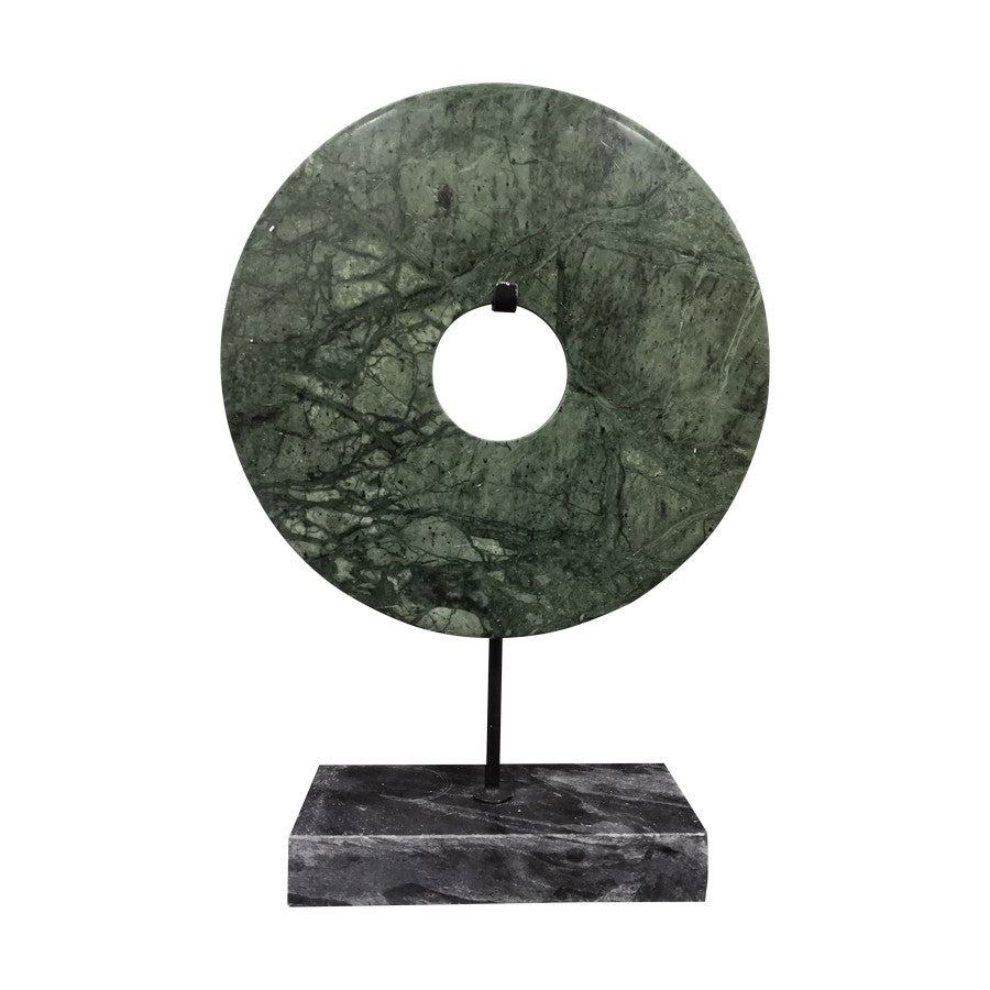 Medium Marble Green Disk on Stand
