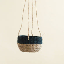 Load image into Gallery viewer, Natural + Black Colorblock Hanging Planter - Hanging Basket
