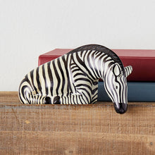 Load image into Gallery viewer, Zebra Soapstone Shelf Sculpture
