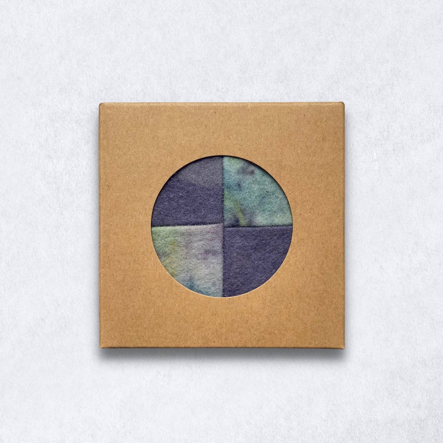 Wool Felt Checkerboard Coasters Set of 4 - Deep Sea