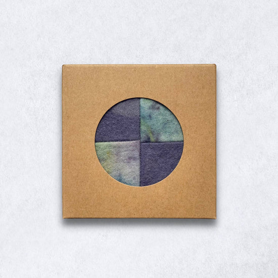 Wool Felt Checkerboard Coasters Set of 4 - Deep Sea