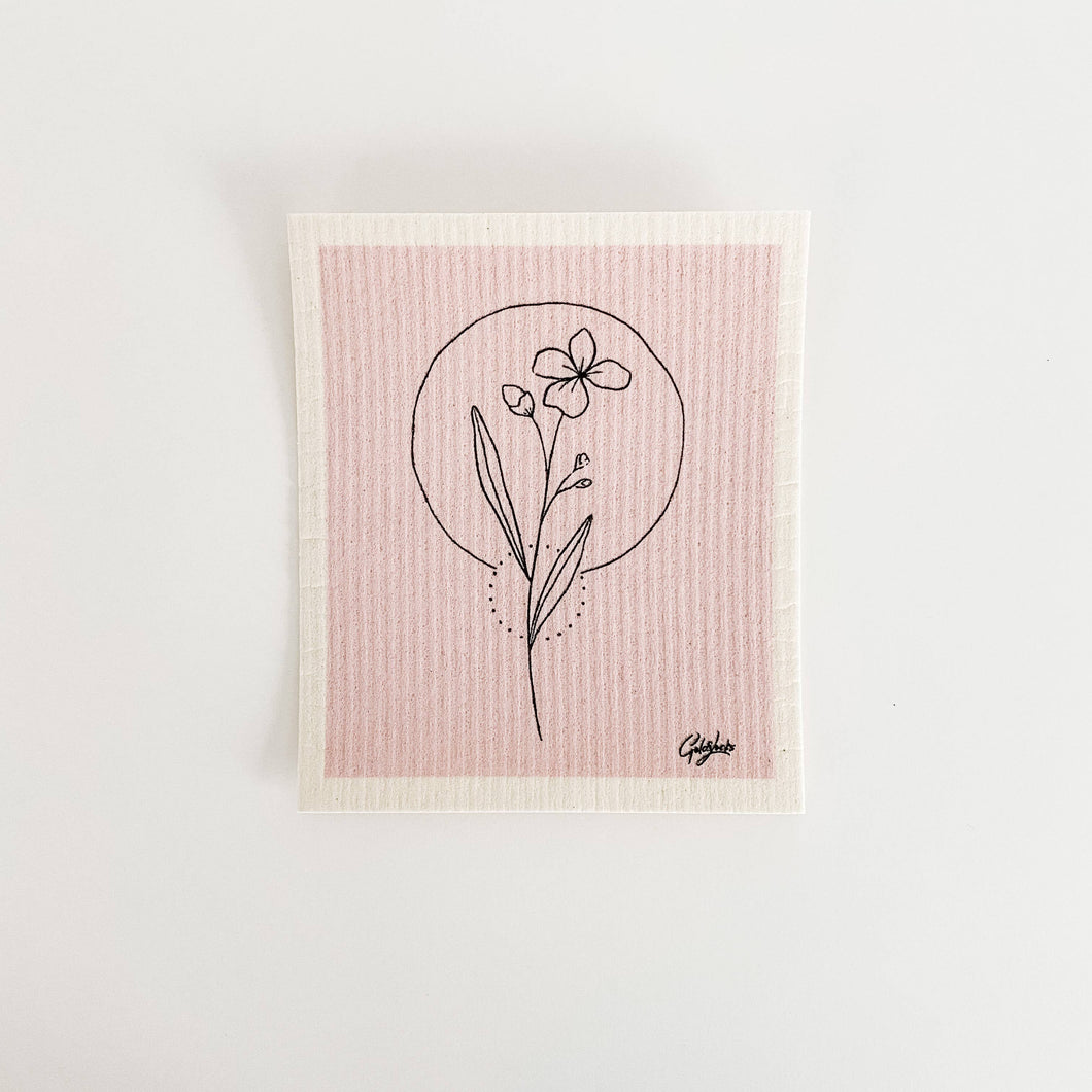 Swedish Dishcloth: Pink Wildflower