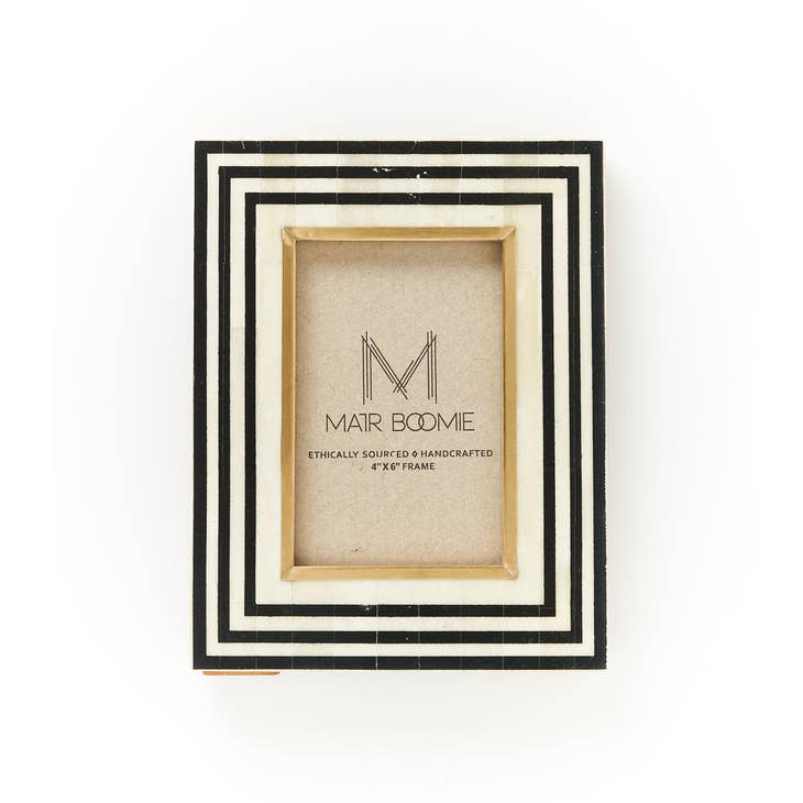 Rajiva Carved Bone and Brass Picture Frame