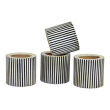 Load image into Gallery viewer, Black &amp; White Pinstripe Napkin Ring - Set of 2
