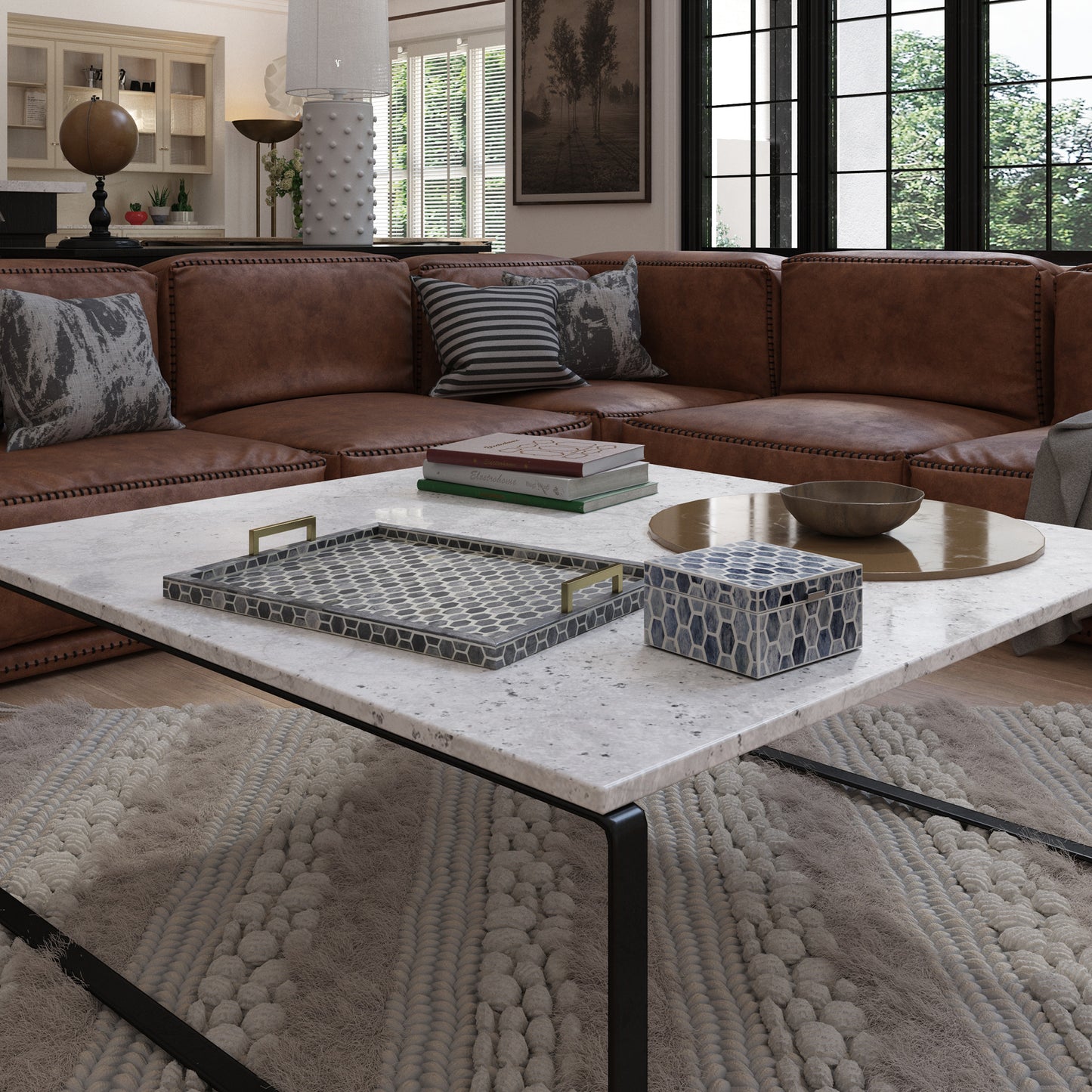 Gramercy Tray Medium in Grey & White
