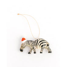 Load image into Gallery viewer, Santa&#39;s Little Zebra Hand-carved Ornament
