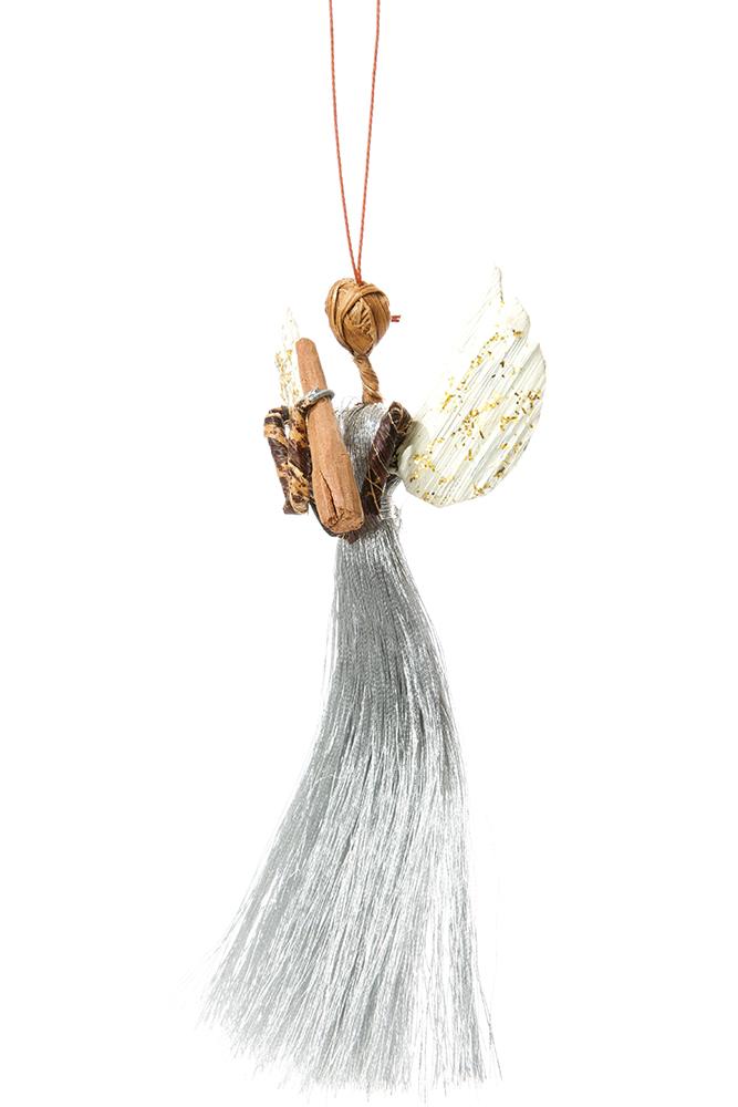 Banana Fiber & Silver Thread Angel Ornament