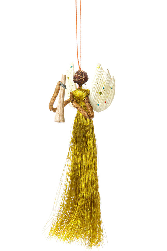 Banana Fiber & Gold Thread Angel Ornament