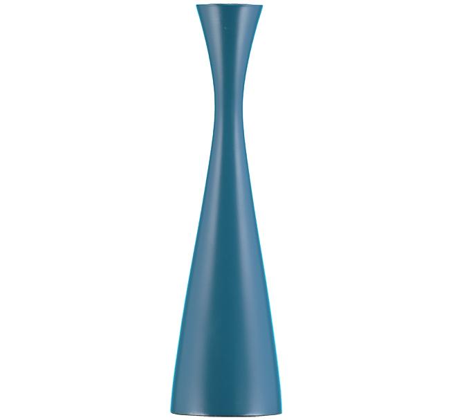 Tall Petrol Blue Wooden Candle Holder