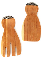 Load image into Gallery viewer, Kenyan Olive Wood Paddle Salad Servers with Bone
