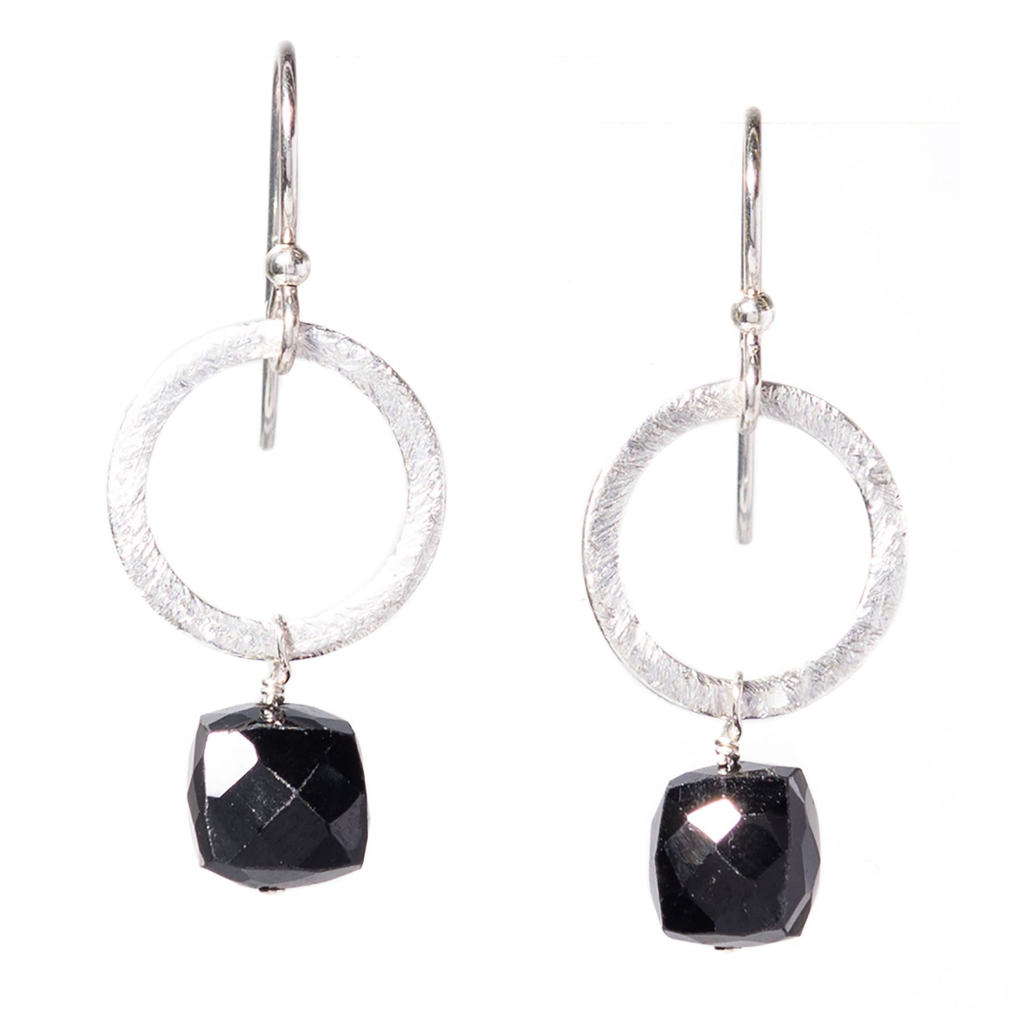 Silver Circle Gemstone Earrings