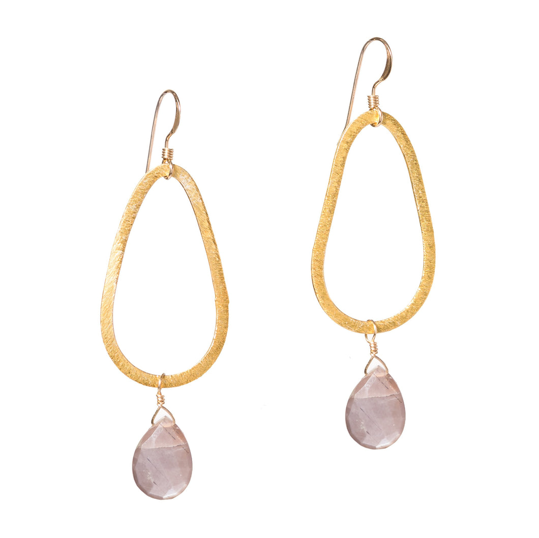 Gold Teardrop Gemstone Earrings
