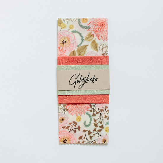Beeswax Food Wraps: Pink Floral Set of 3