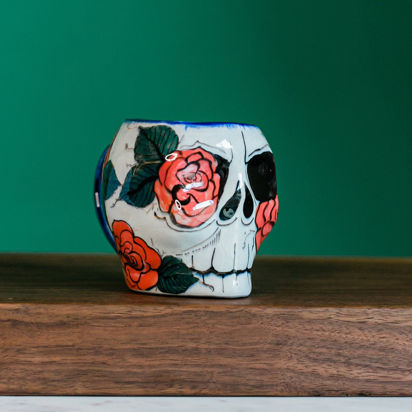 Roses Sugar Skull Skeleton Mug