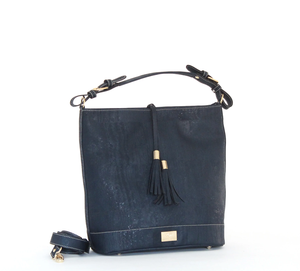 Julia Cork Shoulder Purse in Navy