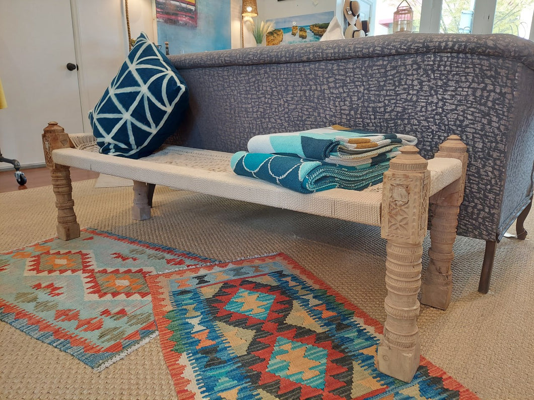 Woven Indian Charpoy Bench
