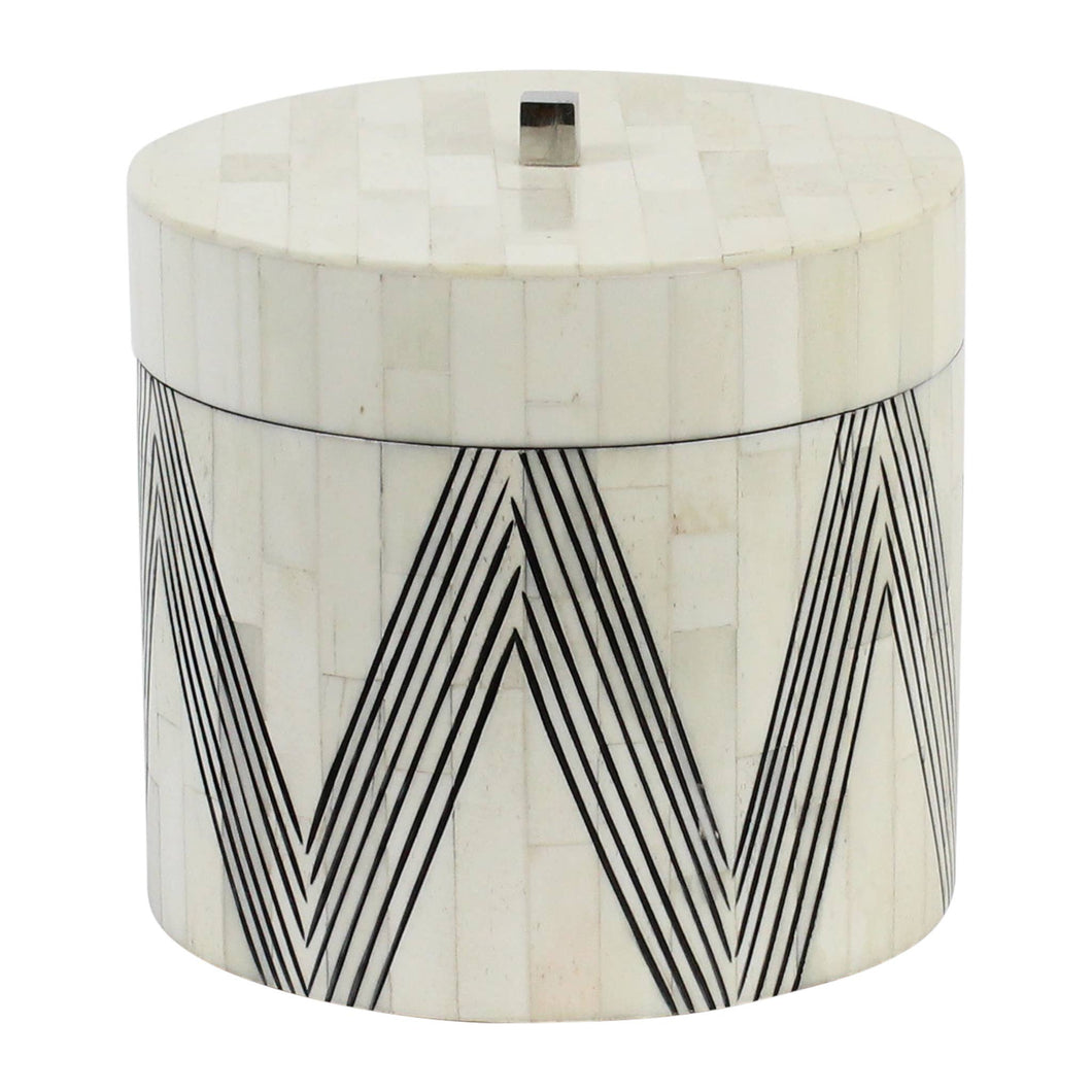 Pinstripe Decorative Round Box