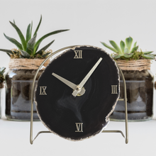 Load image into Gallery viewer, Black/Brown Agate Desktop Clock
