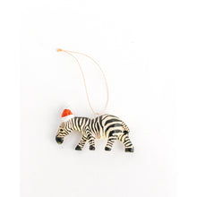 Load image into Gallery viewer, Santa&#39;s Little Zebra Hand-carved Ornament
