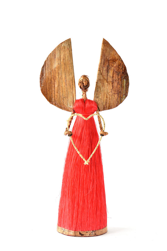 Red Sisal Angel of Love Holiday Sculptures