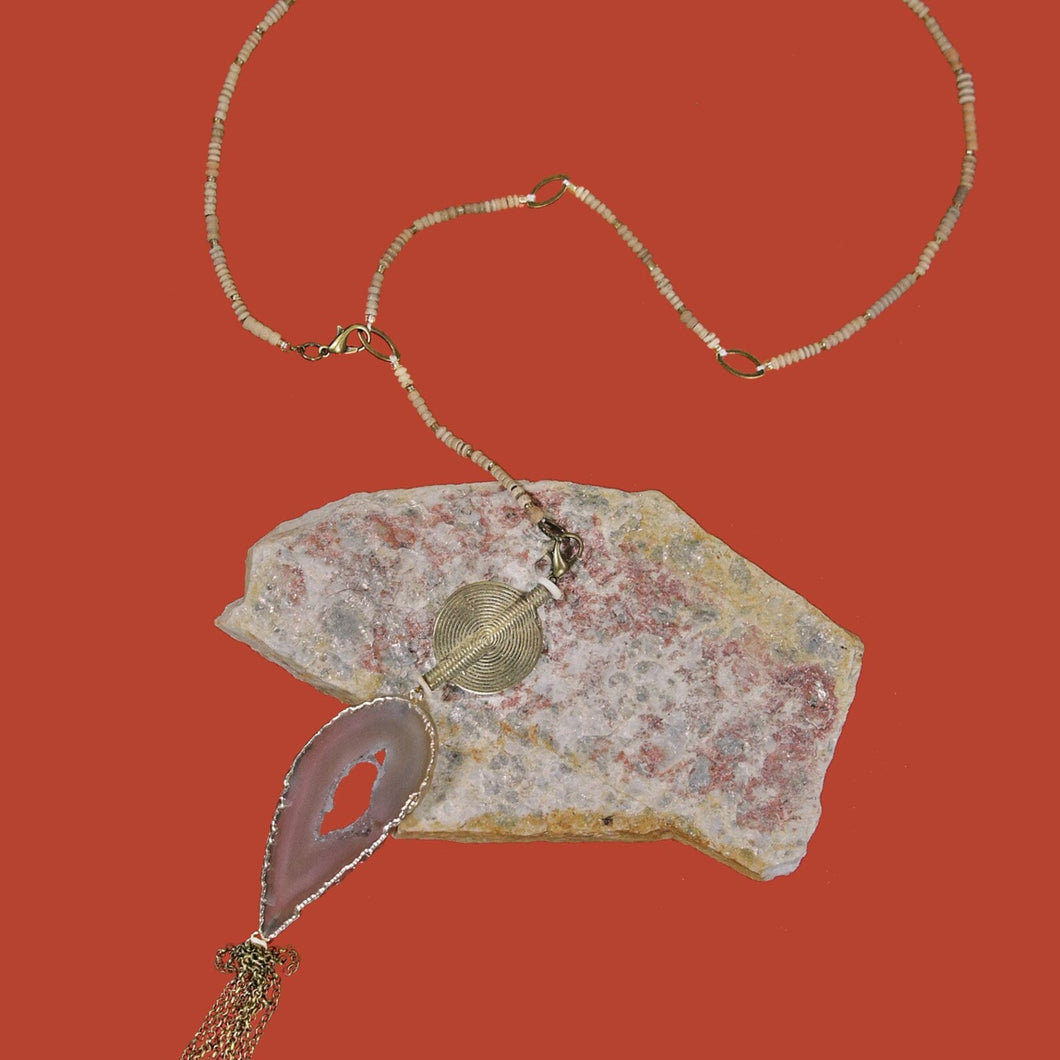 Beige Druzy Pendant