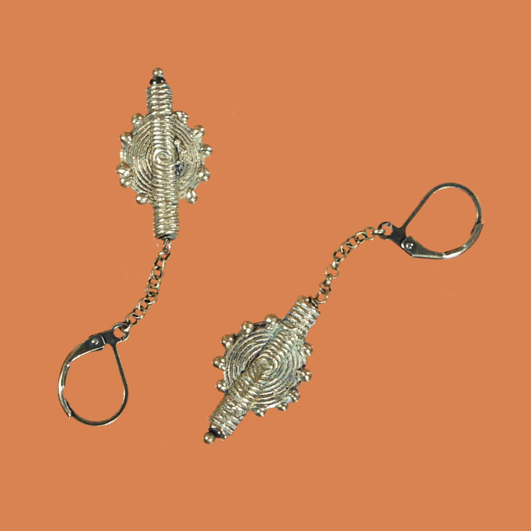 Rauni Dangle Earrings in Hand-cast Brass 