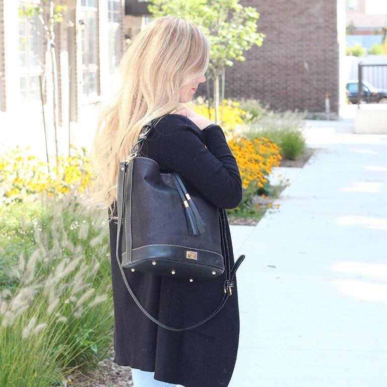 Julia Cork Shoulder Purse in Navy