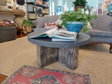 Load image into Gallery viewer, Charcoal Concrete Coffee Table  with Reclaimed Elm Legs
