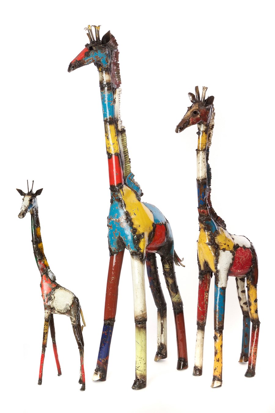 Colorful Oil Drum Recycled Giraffe
