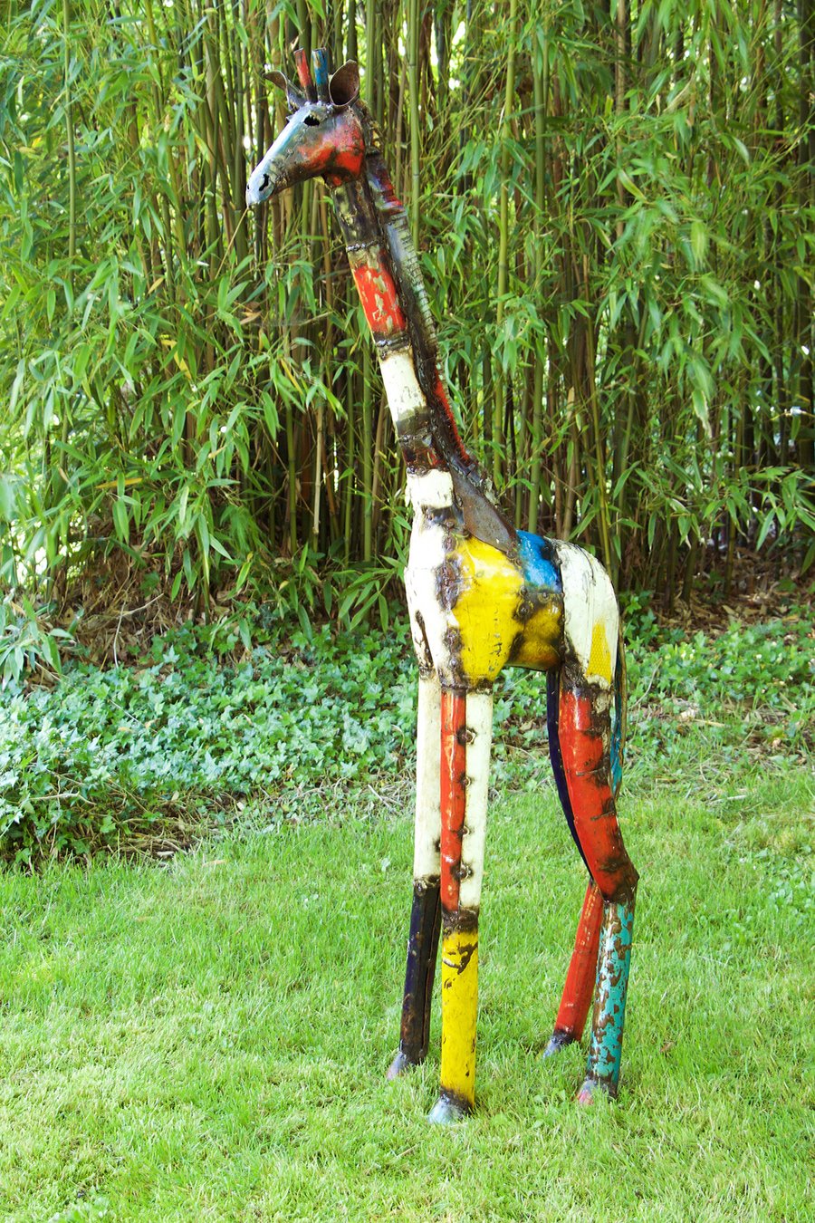 Colorful Oil Drum Recycled Giraffe