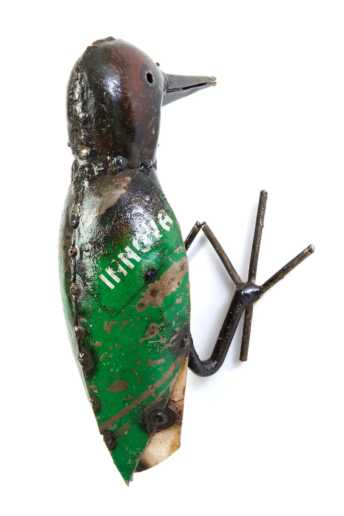 Colorful Hanging Woodpecker Recycled Oil Drum Sculpture