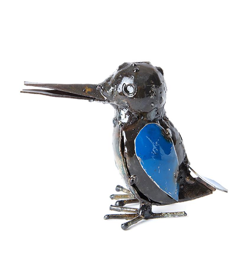 Recycled Metal Malachite Kingfisher Bird