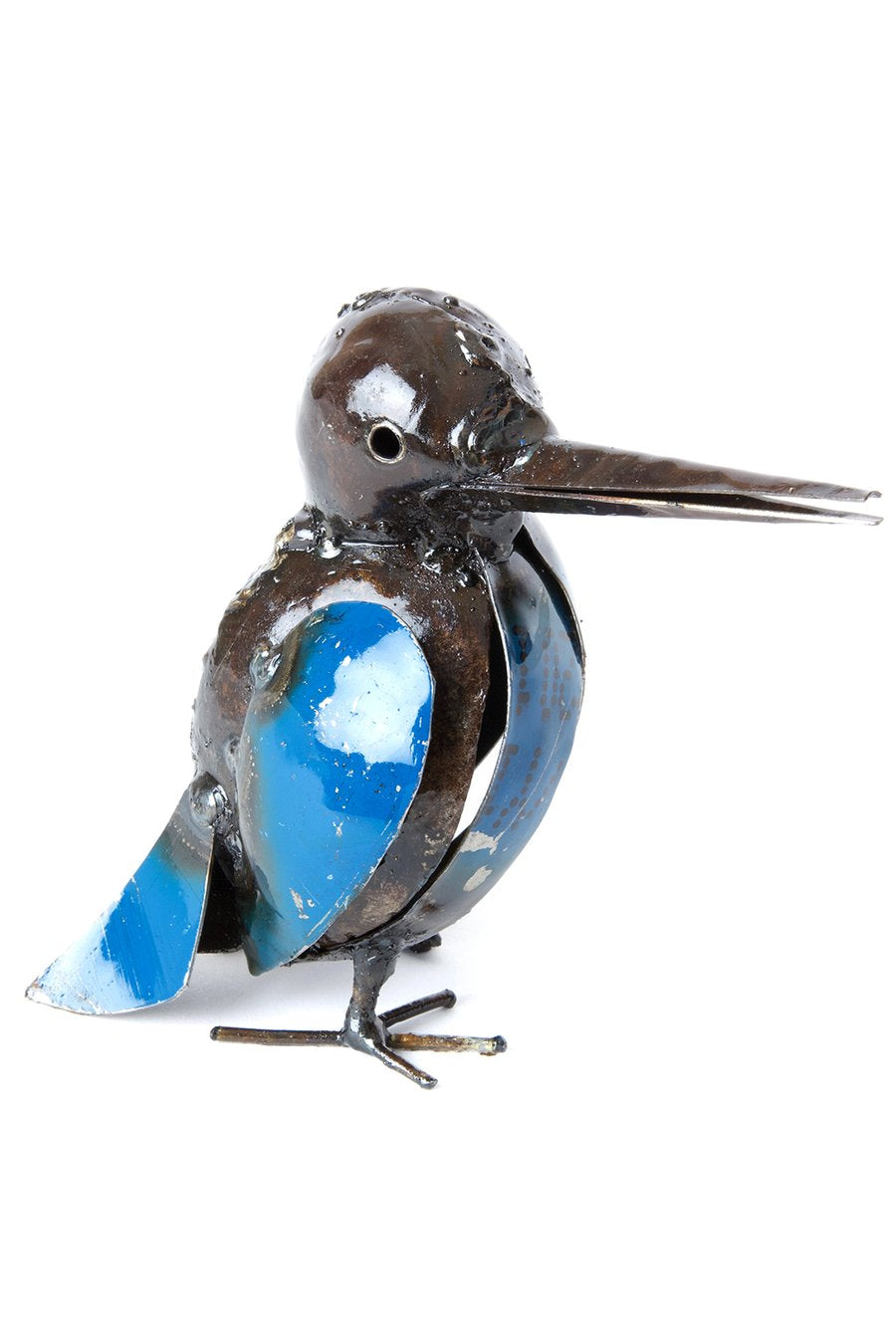 Recycled Metal Malachite Kingfisher Bird